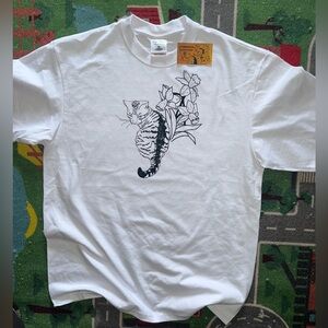 kitty and daffodil screen print by lil ole me